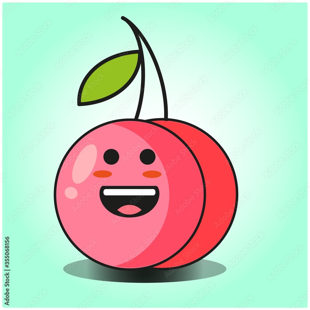 Cute cherry fruit emoticon cartoon mascot character design Cute cherry fruit emoticon cartoon mascot character design