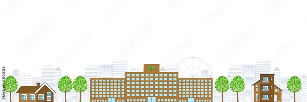 Obraz premium 病院 家 ビル 背景