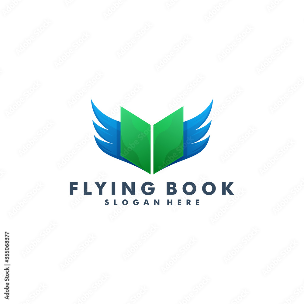 Fototapeta premium Book and wing logo template design vector illustration