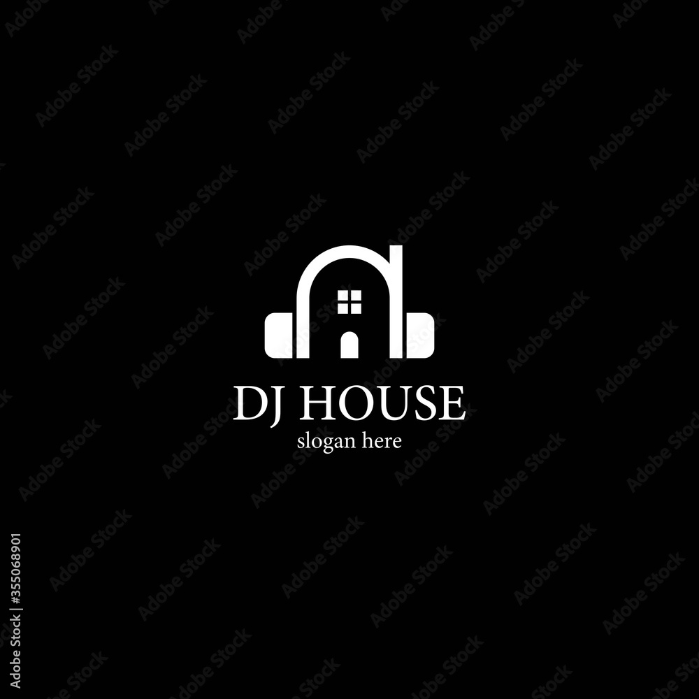 DJ house logo template vector icon design DJ house logo template vector icon design