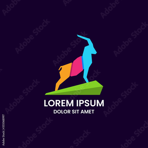 Awesome colorful goat logo icon design template vector illustration