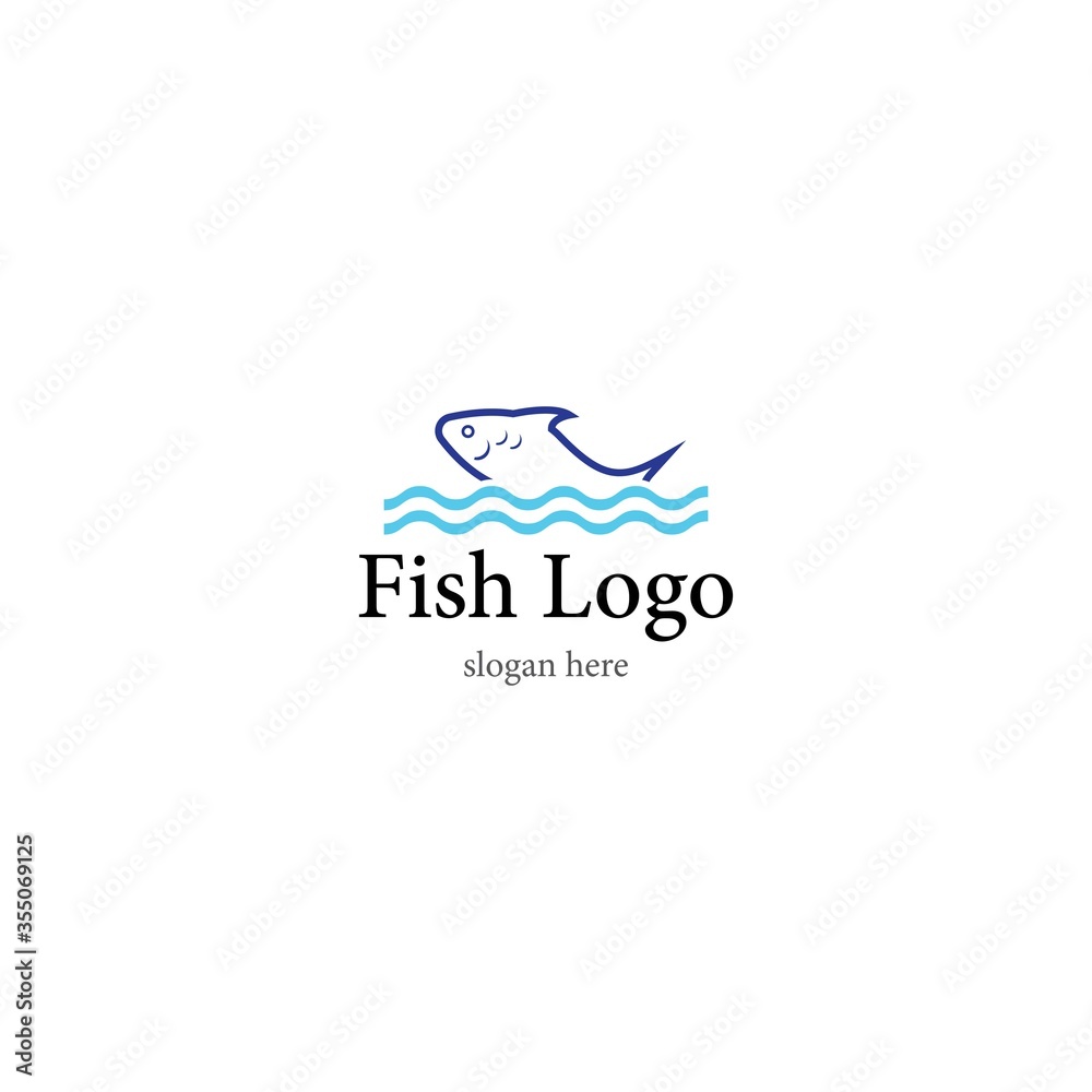 Fish logo template creative vector symbol of fishing club or online