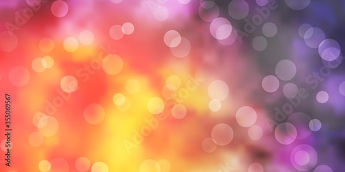 Light Pink, Yellow vector pattern with spheres. Modern abstract illustration with colorful circle shapes. Design for posters, banners.
