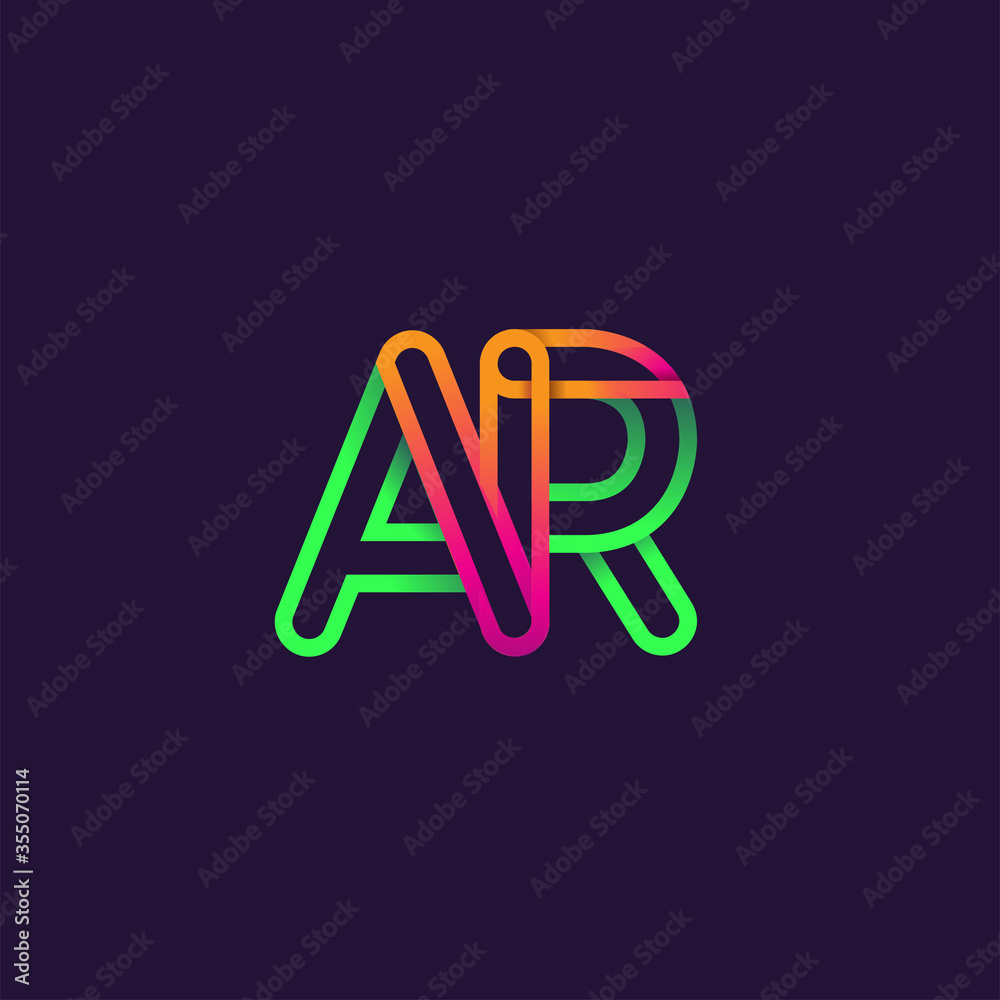 initial logo letter AR, linked outline rounded logo, colorful initial logo for business name and company identity. initial logo letter AR, linked outline rounded logo, colorful initial logo for business name and company identity.