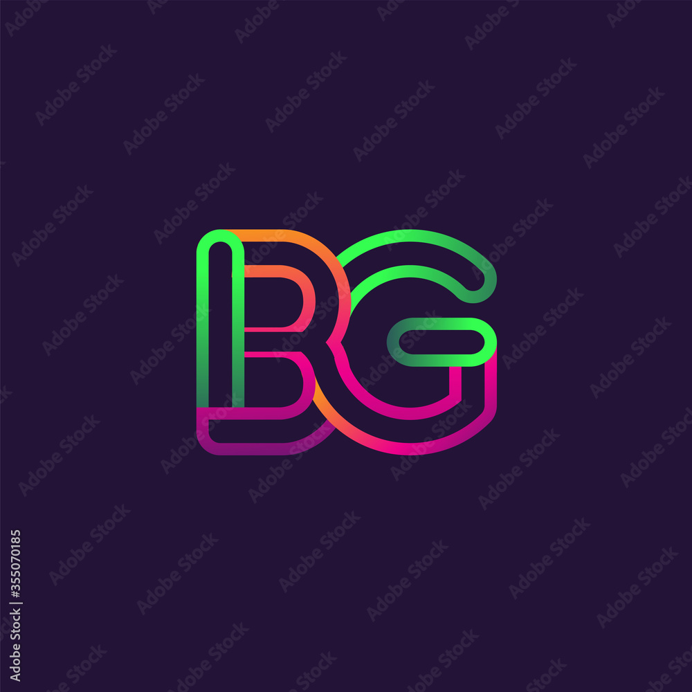 Fototapeta premium initial logo letter BG, linked outline rounded logo, colorful initial logo for business name and company identity.