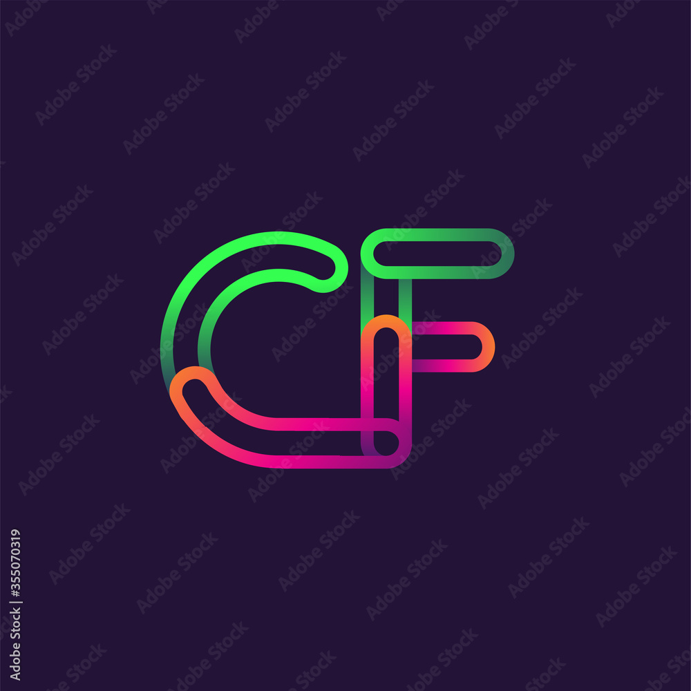 initial logo letter CF, linked outline rounded logo, colorful initial logo for business name and company identity. initial logo letter CF, linked outline rounded logo, colorful initial logo for business name and company identity.