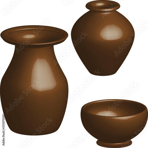 set of clay pots