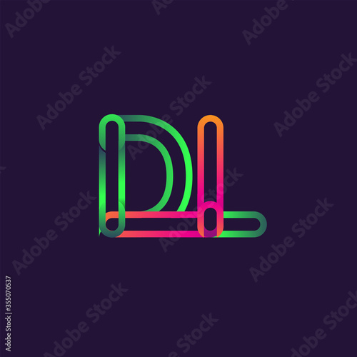 initial logo letter DL, linked outline rounded logo, colorful initial logo for business name and company identity.