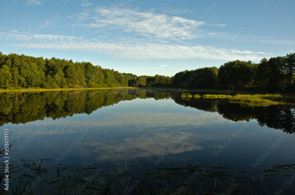 Morning on the forest lake in Moscow region Morning on the forest lake in Moscow region