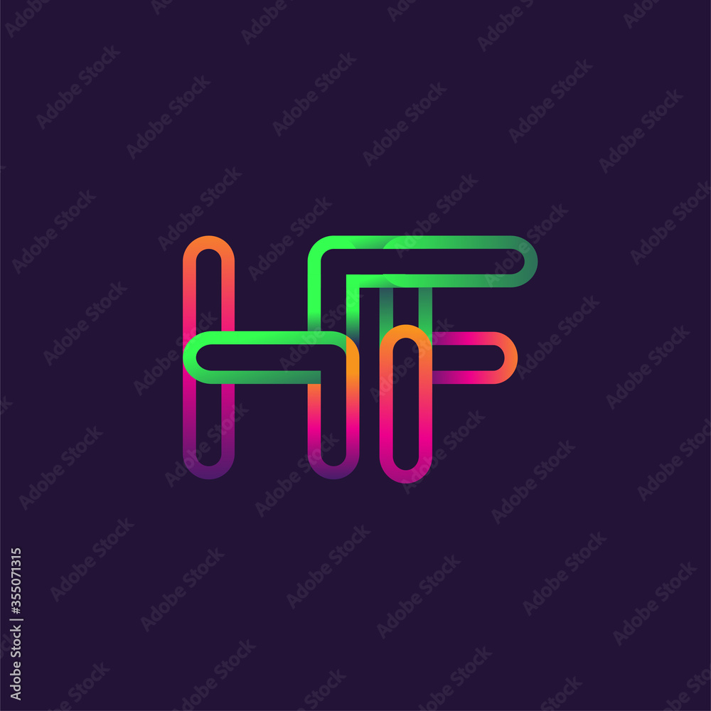 initial logo letter HF, linked outline rounded logo, colorful initial logo for business name and company identity. initial logo letter HF, linked outline rounded logo, colorful initial logo for business name and company identity.