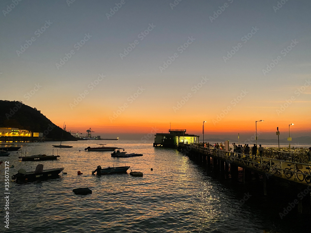 Yung Shue Wan Pier at sunset