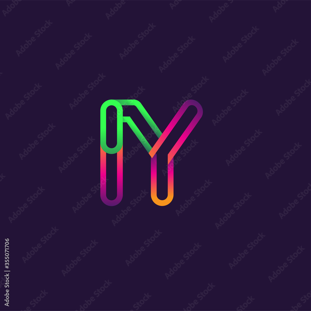 initial logo letter IY, linked outline rounded logo, colorful initial logo for business name and company identity. initial logo letter IY, linked outline rounded logo, colorful initial logo for business name and company identity.