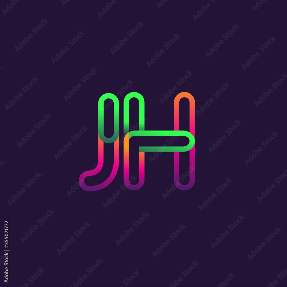 initial logo letter JH, linked outline rounded logo, colorful initial logo for business name and company identity. initial logo letter JH, linked outline rounded logo, colorful initial logo for business name and company identity.