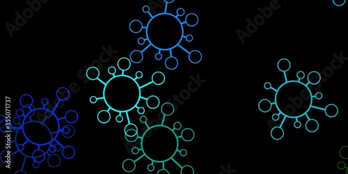 Dark blue, green vector texture with disease symbols.