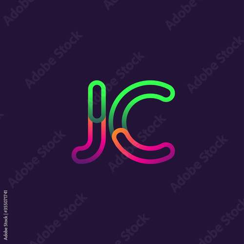 initial logo letter JC, linked outline rounded logo, colorful initial logo for business name and company identity.