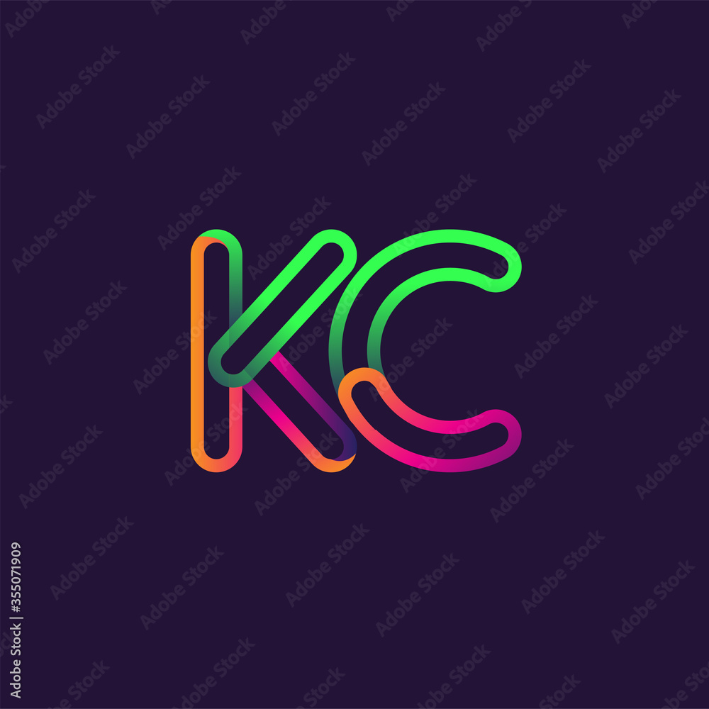 initial logo letter KC, linked outline rounded logo, colorful initial logo for business name and company identity. initial logo letter KC, linked outline rounded logo, colorful initial logo for business name and company identity.