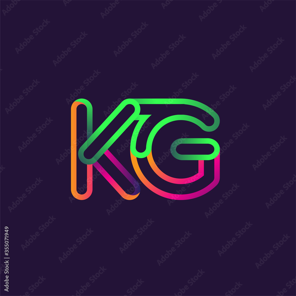 initial logo letter KG, linked outline rounded logo, colorful initial logo for business name and company identity. initial logo letter KG, linked outline rounded logo, colorful initial logo for business name and company identity.