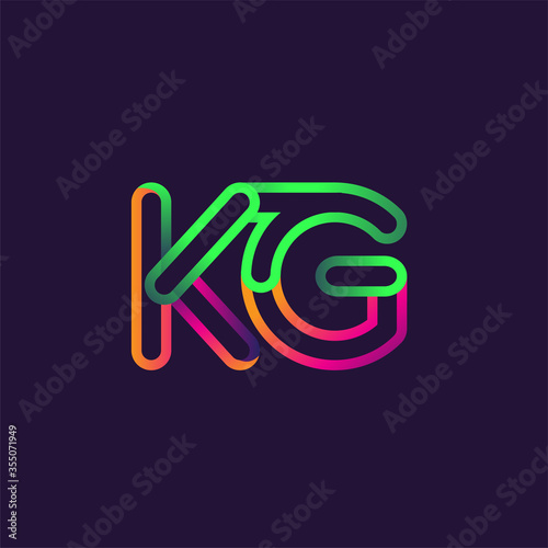 initial logo letter KG, linked outline rounded logo, colorful initial logo for business name and company identity.