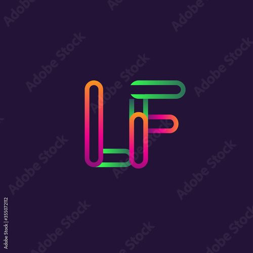 initial logo letter LF, linked outline rounded logo, colorful initial logo for business name and company identity.