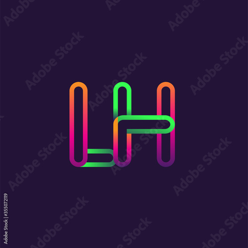 initial logo letter LH, linked outline rounded logo, colorful initial logo for business name and company identity.