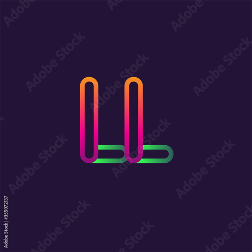 initial logo letter LL, linked outline rounded logo, colorful initial logo for business name and company identity.