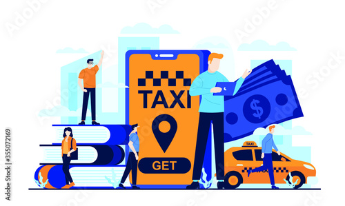 Smartphone app for online taxi or online transportation concept illustration flat design