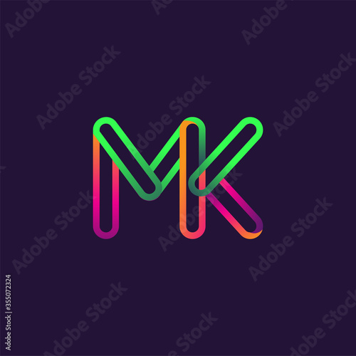 initial logo letter MK, linked outline rounded logo, colorful initial logo for business name and company identity. photo