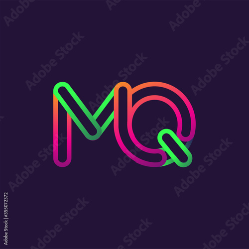 initial logo letter MQ, linked outline rounded logo, colorful initial logo for business name and company identity.