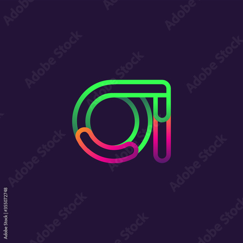 initial logo letter OI, linked outline rounded logo, colorful initial logo for business name and company identity.