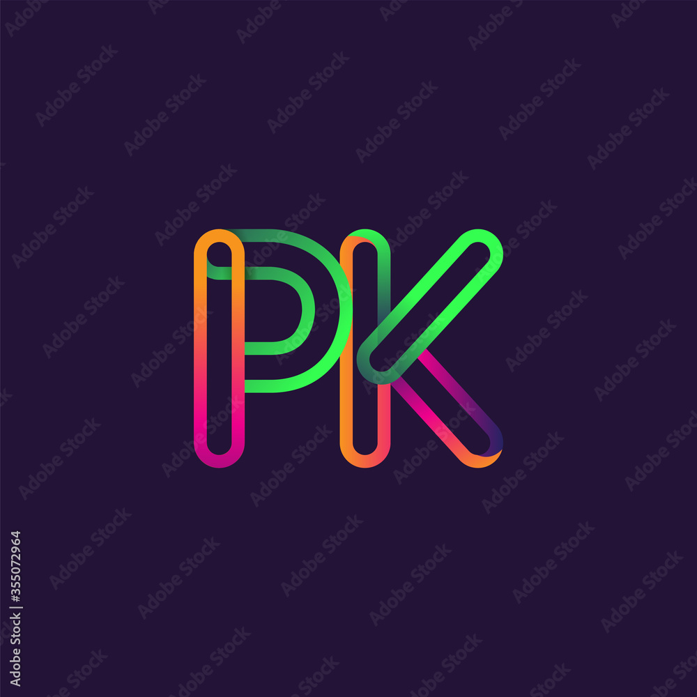 initial logo letter PK, linked outline rounded logo, colorful initial logo for business name and company identity. initial logo letter PK, linked outline rounded logo, colorful initial logo for business name and company identity.