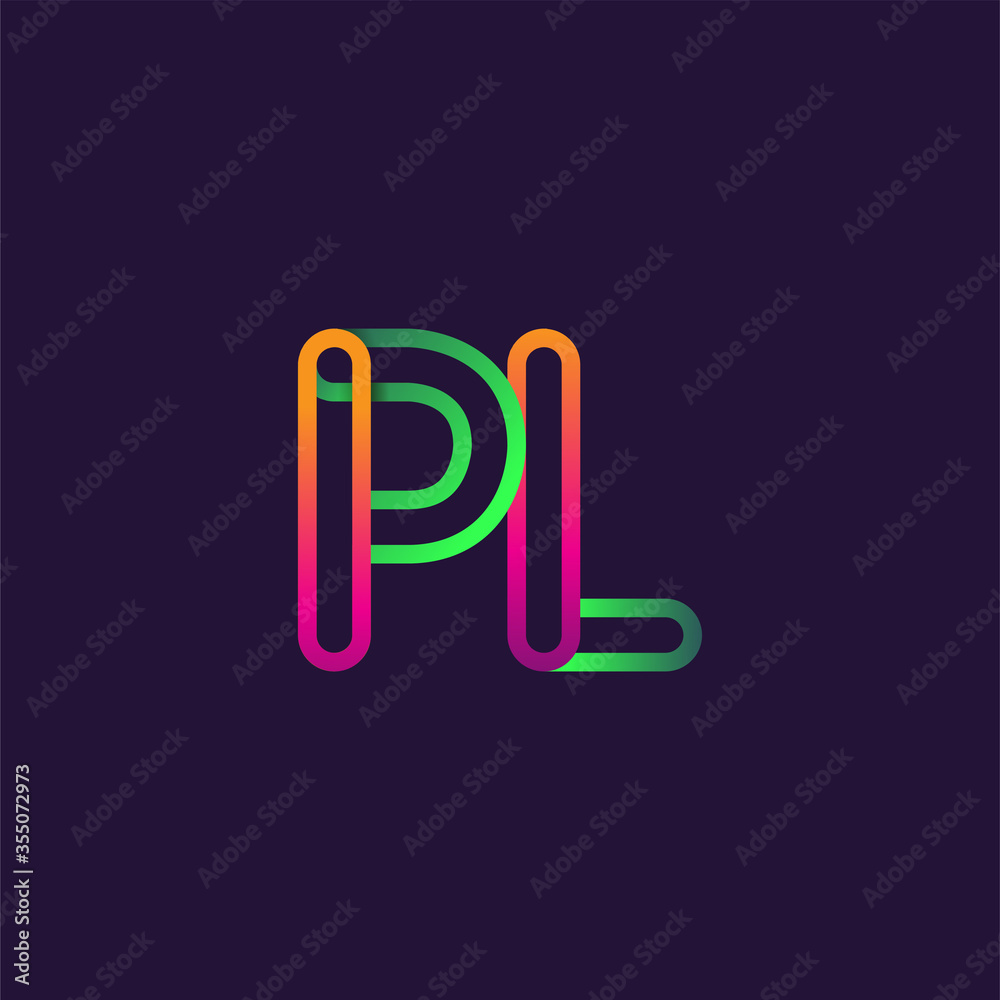 initial logo letter PL, linked outline rounded logo, colorful initial logo for business name and company identity. initial logo letter PL, linked outline rounded logo, colorful initial logo for business name and company identity.