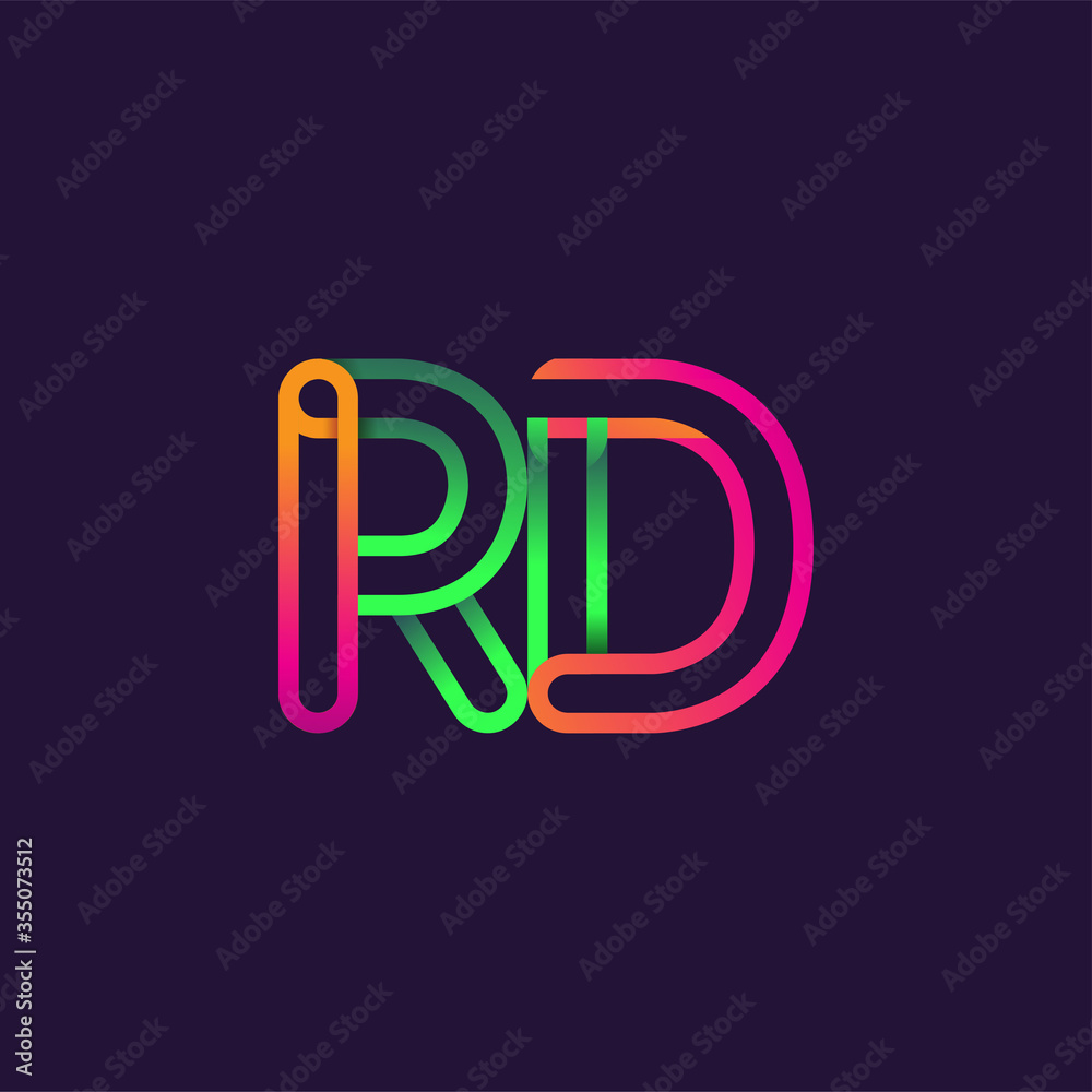 initial logo letter RD, linked outline rounded logo, colorful initial logo for business name and company identity. initial logo letter RD, linked outline rounded logo, colorful initial logo for business name and company identity.