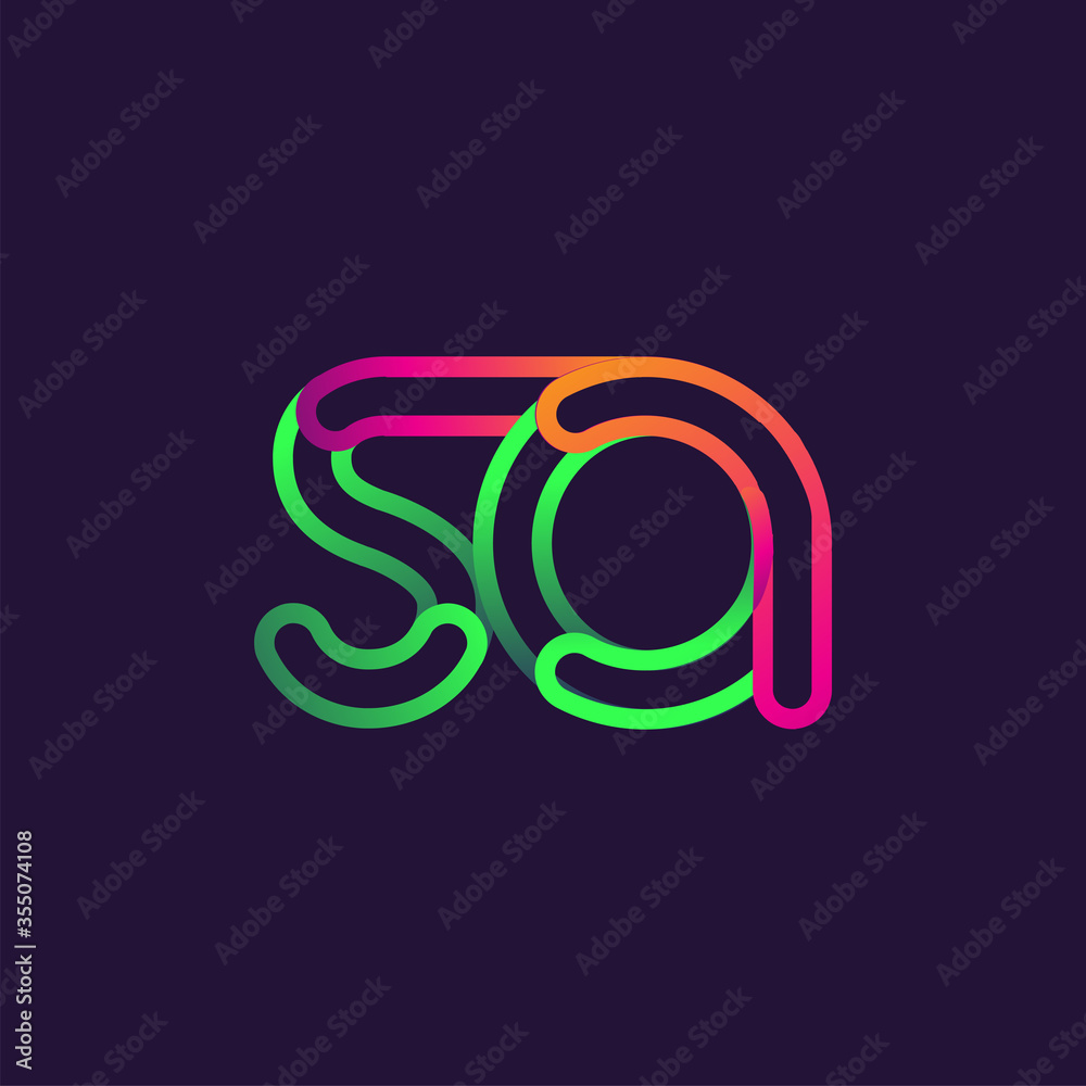 initial logo letter SA, linked outline rounded logo, colorful initial logo for business name and company identity. initial logo letter SA, linked outline rounded logo, colorful initial logo for business name and company identity.