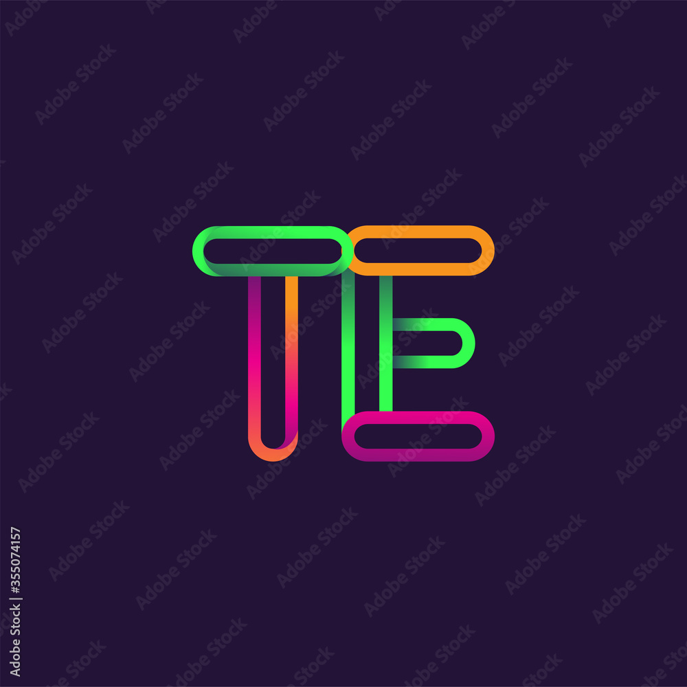 initial logo letter TE, linked outline rounded logo, colorful initial logo for business name and company identity. initial logo letter TE, linked outline rounded logo, colorful initial logo for business name and company identity.