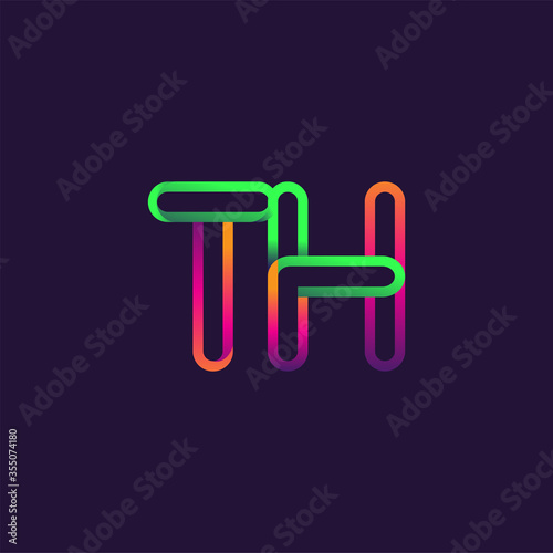 initial logo letter TH, linked outline rounded logo, colorful initial logo for business name and company identity.