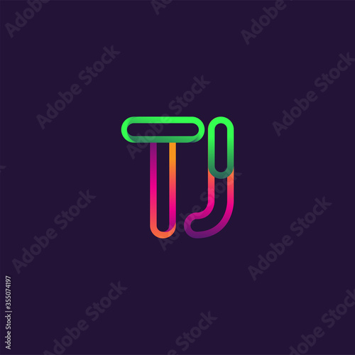 initial logo letter TJ, linked outline rounded logo, colorful initial logo for business name and company identity.