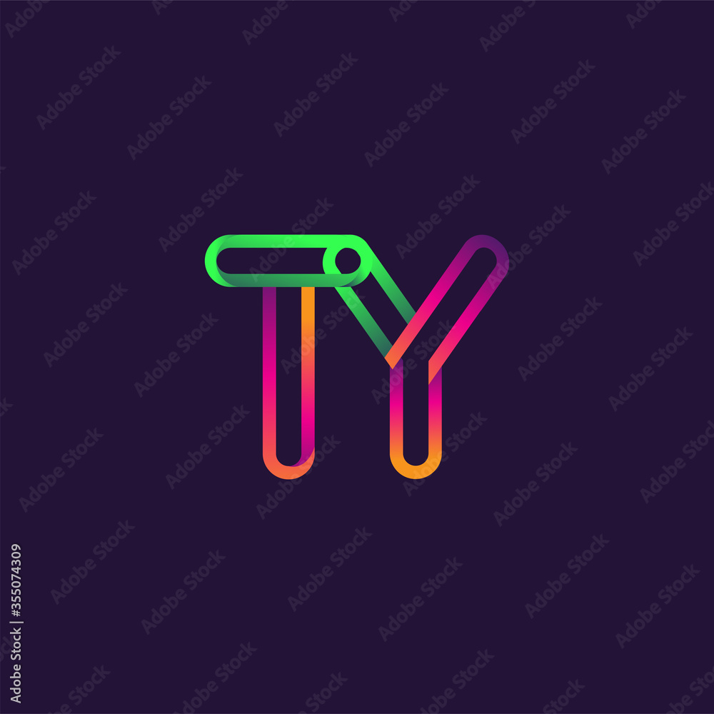 initial logo letter TY, linked outline rounded logo, colorful initial logo for business name and company identity. initial logo letter TY, linked outline rounded logo, colorful initial logo for business name and company identity.