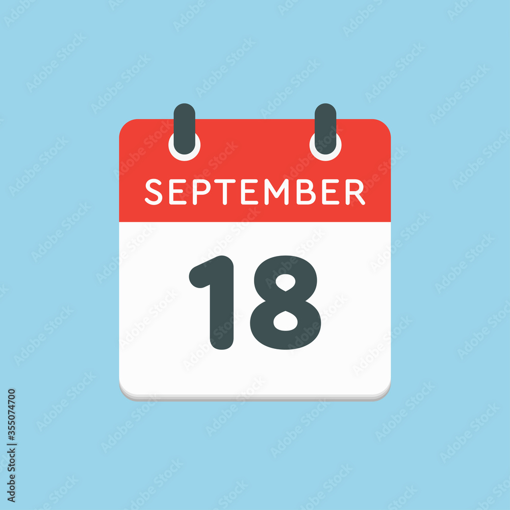 Calendar icon day 18 September, template date days Calendar icon day 18 September, template date days