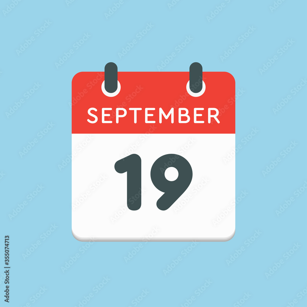Calendar icon day 19 September, template date days Calendar icon day 19 September, template date days