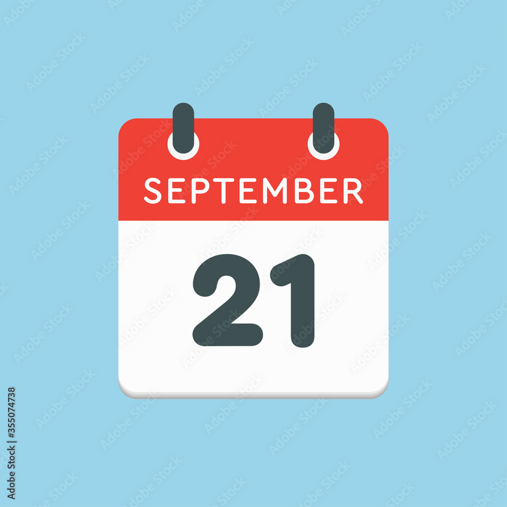 Calendar icon day 21 September, template date days Calendar icon day 21 September, template date days
