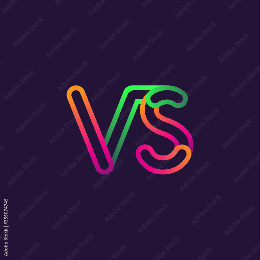 initial logo letter VS, linked outline rounded logo, colorful initial logo for business name and company identity. initial logo letter VS, linked outline rounded logo, colorful initial logo for business name and company identity.