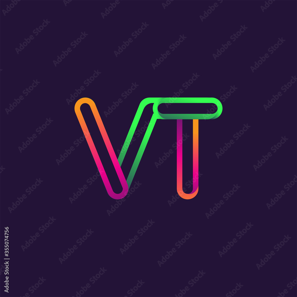 initial logo letter VT, linked outline rounded logo, colorful initial logo for business name and company identity. initial logo letter VT, linked outline rounded logo, colorful initial logo for business name and company identity.