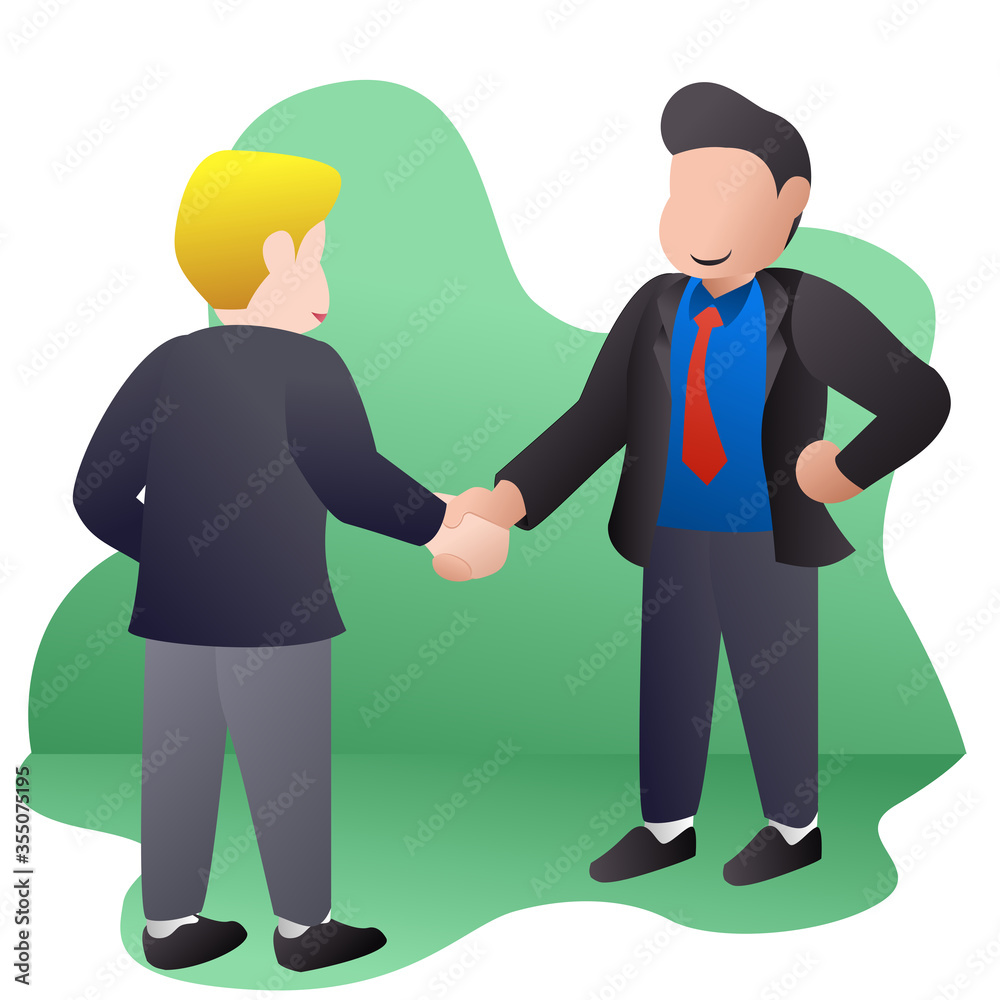 illustration of people shaking hands to get a deal fit to cooperation between companies for mutual benefit illustration of people shaking hands to get a deal fit to cooperation between companies for mutual benefit