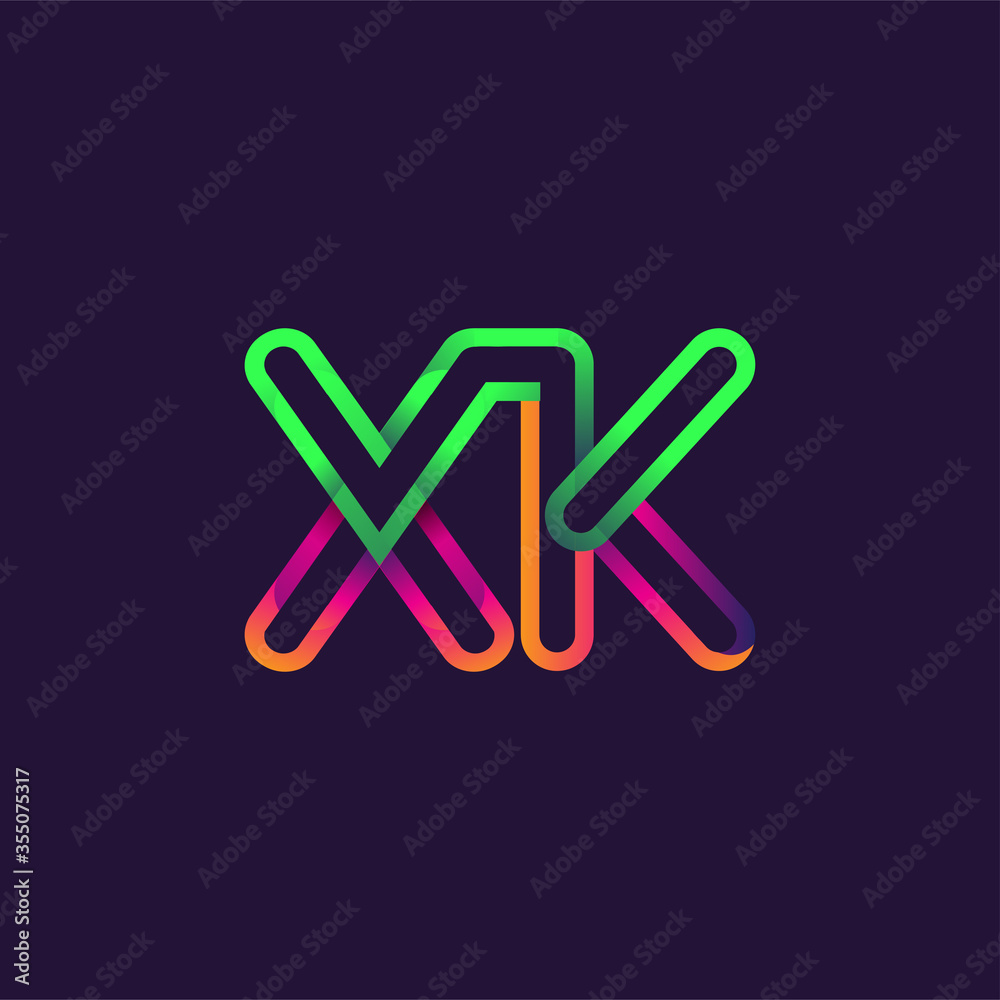 initial logo letter XK, linked outline rounded logo, colorful initial logo for business name and company identity. initial logo letter XK, linked outline rounded logo, colorful initial logo for business name and company identity.