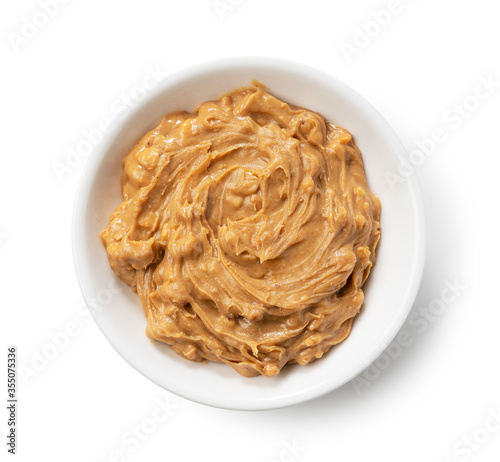 Peanut butter placed on a white background.