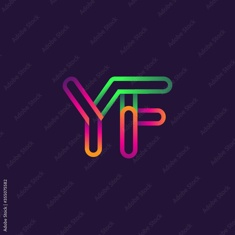 initial logo letter YF, linked outline rounded logo, colorful initial logo for business name and company identity. initial logo letter YF, linked outline rounded logo, colorful initial logo for business name and company identity.