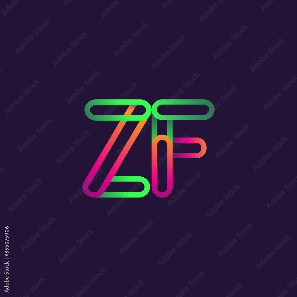 initial logo letter ZF, linked outline rounded logo, colorful initial logo for business name and company identity. initial logo letter ZF, linked outline rounded logo, colorful initial logo for business name and company identity.
