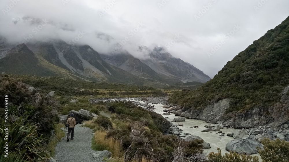 Beautiful View Inside Mt Cook National Park South Island New Zealand