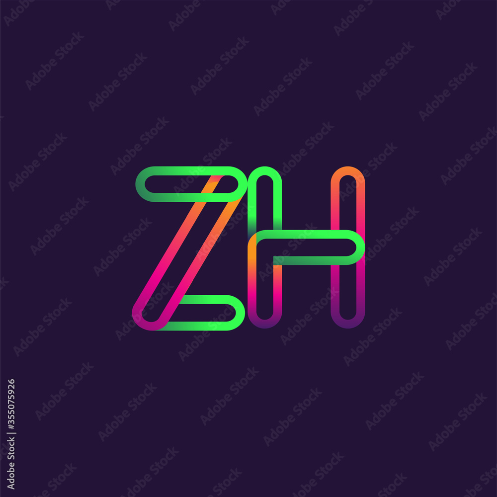 initial logo letter ZH, linked outline rounded logo, colorful initial logo for business name and company identity. initial logo letter ZH, linked outline rounded logo, colorful initial logo for business name and company identity.