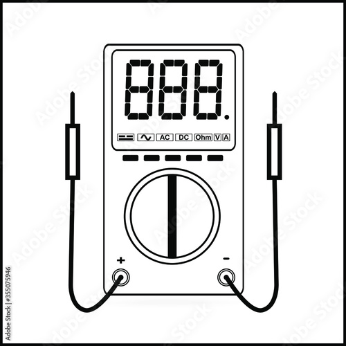 Outline digital Multimeter with probe icon,vector illustration flat style image